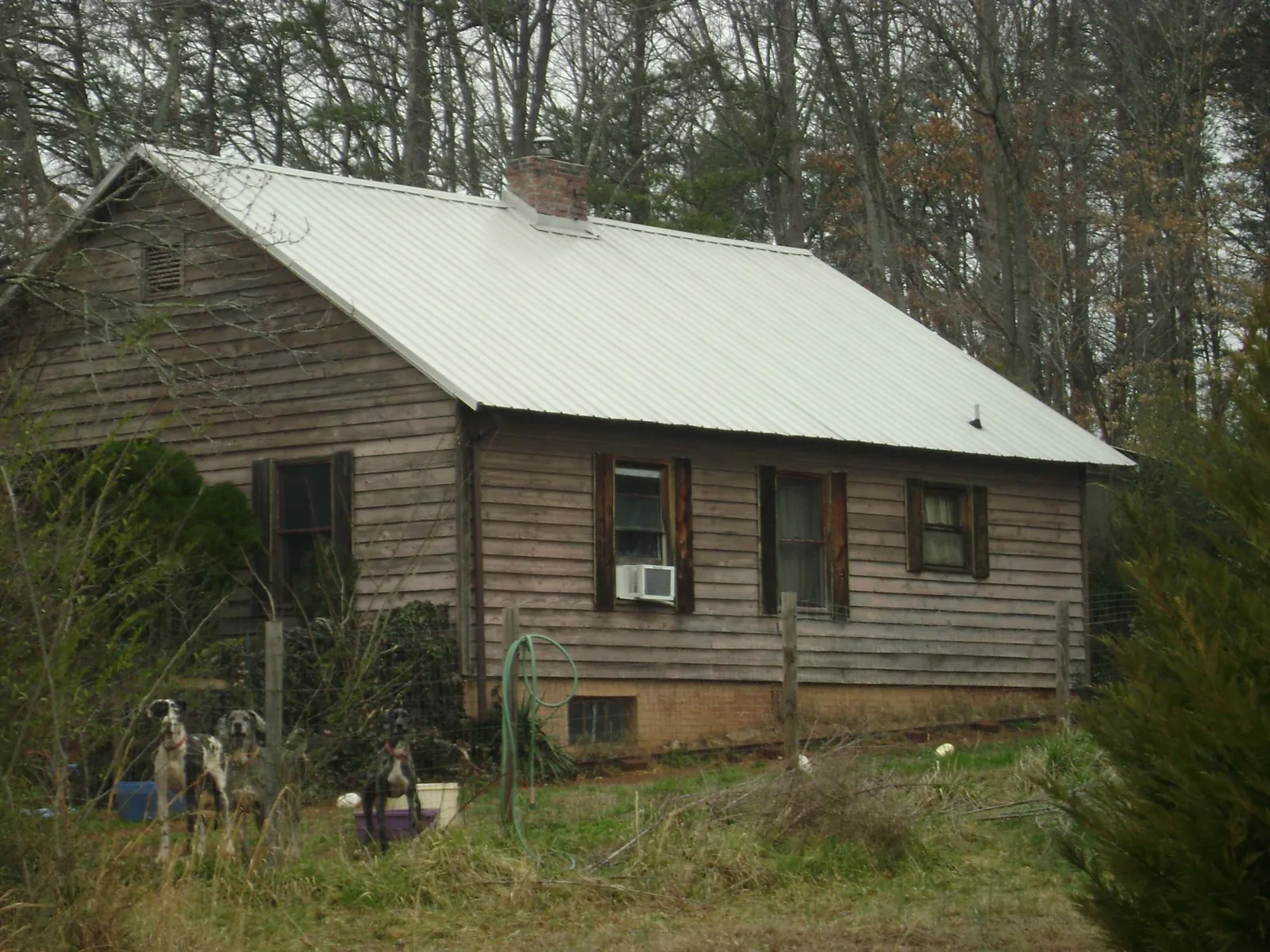 White metal roof on an old wood sided farmhouse, from a Asphalt Shingle Roof Repair job in Monroe